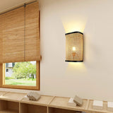Load image into Gallery viewer, Minimalist Rectangular Wall Sconce Bamboo Single Bedroom Flush Mount Wall Light