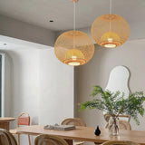 Load image into Gallery viewer, Sphere Bamboo Suspension Pendant Light
