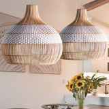 Load image into Gallery viewer, White Rattan Pendant Light Woven Rattan Lampshade