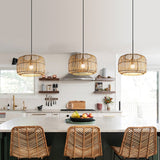 Load image into Gallery viewer, Lantern Shape Bamboo Pendant Light