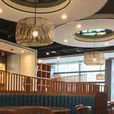 Load image into Gallery viewer, Lantern Shape Bamboo Pendant Light