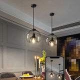 Load image into Gallery viewer, Black Spherical Glass Pendant Light