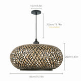Load image into Gallery viewer, Boho Hanging Lamp with Bamboo Lampshade