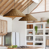 Load image into Gallery viewer, Wicker Cone Lamp Shade Hanging Rattan Pendant Light