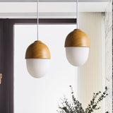 Load image into Gallery viewer, Wooden 1 Light Nut Shaped Pendant Light