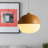 Load image into Gallery viewer, Wooden 1 Light Nut Shaped Pendant Light