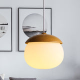 Load image into Gallery viewer, Wooden 1 Light Nut Shaped Pendant Light