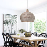 Load image into Gallery viewer, Natural Rattan Woven White Pendant Light