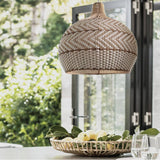 Load image into Gallery viewer, Natural Rattan Woven White Pendant Light
