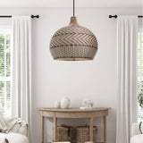 Load image into Gallery viewer, Natural Rattan Woven White Pendant Light