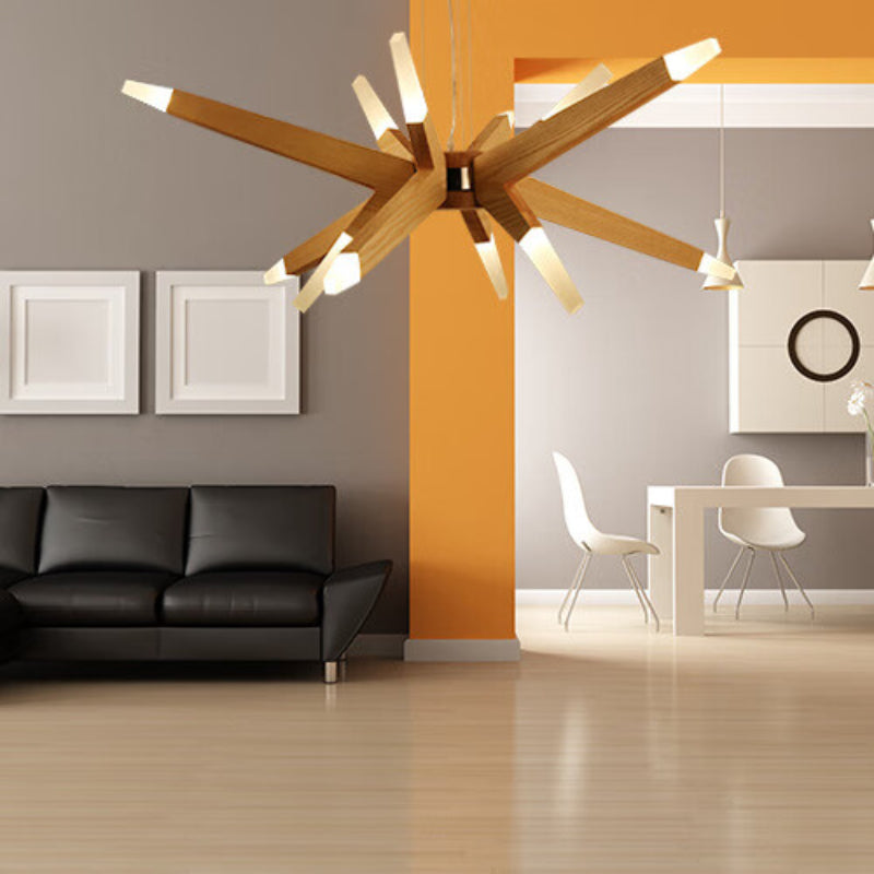 Demolights Wood Chandelier Sputnik Contemporary Pendant Light 12