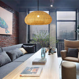 Load image into Gallery viewer, Beige Bamboo Pendant Light Handmade