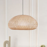 Load image into Gallery viewer, Beige Bamboo Pendant Light Handmade