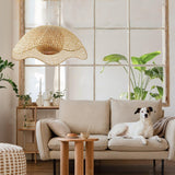 Load image into Gallery viewer, Bamboo Woven Flower Hanging Lighting Wicker Pendant Light