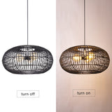 Load image into Gallery viewer, 3-Lights Black Oval Rattan Pendant Light