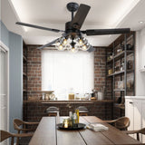 Load image into Gallery viewer, Black Vintage Ceiling Fan with Lights 52&#39;&#39;