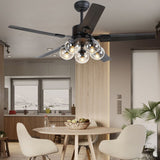 Load image into Gallery viewer, Black Vintage Ceiling Fan with Lights 52&#39;&#39;