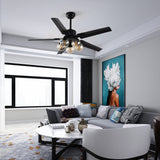 Load image into Gallery viewer, Black Vintage Ceiling Fan with Lights 52&#39;&#39;