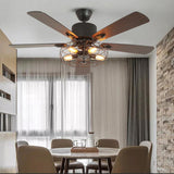 Load image into Gallery viewer, 52&quot; Caged Indoor Ceiling Fan with 5 Blade Metal Rustic