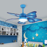 Load image into Gallery viewer, LED Acrylic Ceiling Fans Kids Pink/Blue 5 Butterfly Wing Blades Bedroom 42&quot; Wide