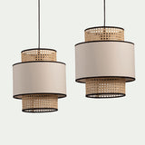 Load image into Gallery viewer, Linen Lampshade Rattan Weaving Pendant Lights