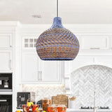 Load image into Gallery viewer, Blue Rattan Dome Pendant Lights