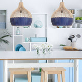 Load image into Gallery viewer, Classic Blue Rattan Pendant Light Woven Lampshade