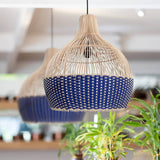 Load image into Gallery viewer, Classic Blue Rattan Pendant Light Woven Lampshade
