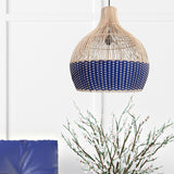 Load image into Gallery viewer, Classic Blue Rattan Pendant Light Woven Lampshade