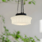 Load image into Gallery viewer, White Glass Vintage Round Pendant Light
