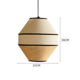 Load image into Gallery viewer, Black Geometric Fabric Pendant Light