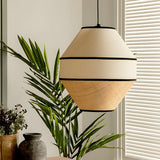Load image into Gallery viewer, Black Geometric Fabric Pendant Light