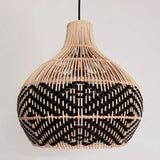 Load image into Gallery viewer, Black Pattern Vintage Handwoven Rattan Pendant Light