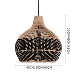 Load image into Gallery viewer, Black Pattern Vintage Handwoven Rattan Pendant Light