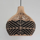 Load image into Gallery viewer, Black Pattern Vintage Handwoven Rattan Pendant Light