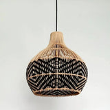 Load image into Gallery viewer, Black Pattern Vintage Handwoven Rattan Pendant Light