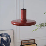 Load image into Gallery viewer, Vintage Red Metal Saucer Pendant Light