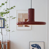 Load image into Gallery viewer, Vintage Red Metal Saucer Pendant Light