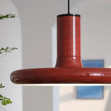Load image into Gallery viewer, Vintage Red Metal Saucer Pendant Light