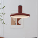 Load image into Gallery viewer, Vintage Red Metal Saucer Pendant Light