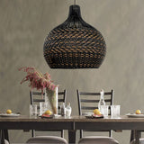Load image into Gallery viewer, Black Rattan Large Pendant Light For Kitchen Island