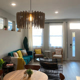 Load image into Gallery viewer, Mid Century Modern Wood Pendant Light Handmade Lamp