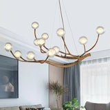 Load image into Gallery viewer, Nordic Rustic Tree Branch Hanging Chandelier with Bubble Glass lighting