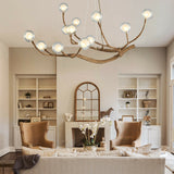 Load image into Gallery viewer, Nordic Rustic Tree Branch Hanging Chandelier with Bubble Glass lighting