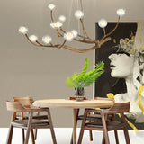 Load image into Gallery viewer, Nordic Rustic Tree Branch Hanging Chandelier with Bubble Glass lighting