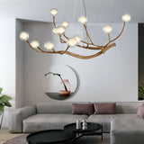 Load image into Gallery viewer, Nordic Rustic Tree Branch Hanging Chandelier with Bubble Glass lighting
