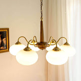 Load image into Gallery viewer, 4/6 Lights LED Chandelier Light Modern Style Wood Glass Pendant Light for Living Room