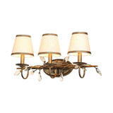 Load image into Gallery viewer, Tapered Bathroom Vanity Light Fixture Vintage Fabric 3 Lights Brown Wall Mount Light