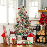 Load image into Gallery viewer, Pre-Lit Snow Flocked Artificial Christmas with Clear/White Lights