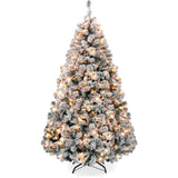 Load image into Gallery viewer, Pre-Lit Snow Flocked Artificial Christmas with Clear/White Lights